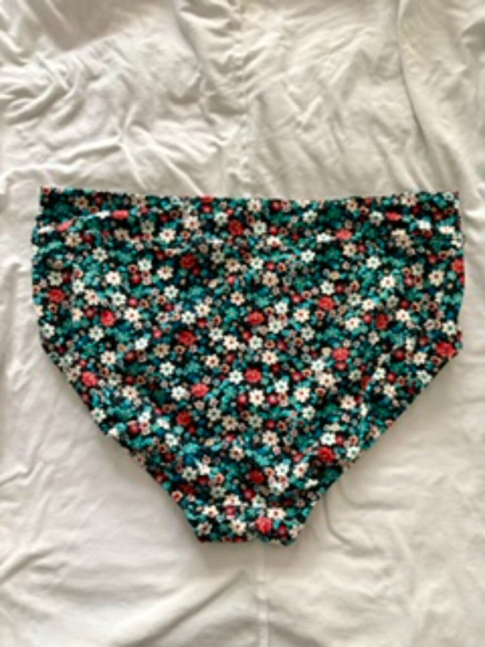 Land's End 2- Peice Bandeau Tankini Top & Bottom Black Floral Sz 14 - Picture 2 of 7